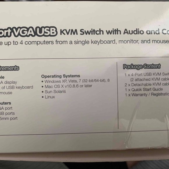 ***Open Box*** 4 Port VGA USB Switch with Audio and Cables - Picture 3 of 4